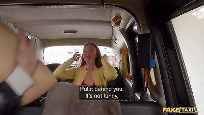 fake cab brunette babe finds a rubber vagina and offers up her real slit for free