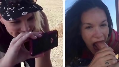 My wife Films Her teen friend sucking My Cock! incredible Outdoor deepthroat & double facial
