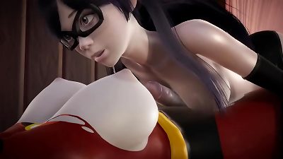 Incredibles - double Futa - Violet Parr gets creampied by Helen - 3d porn