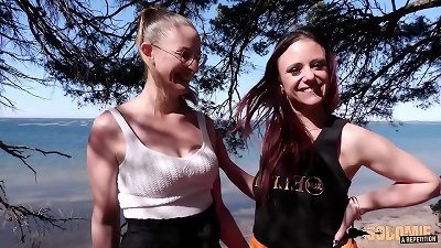 Arianna gets poked by a naughty female in a FFH three way