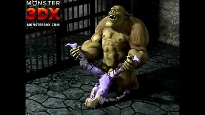 Elf nymph anally poked by strenuous ogre. 3-dimensional manga porn