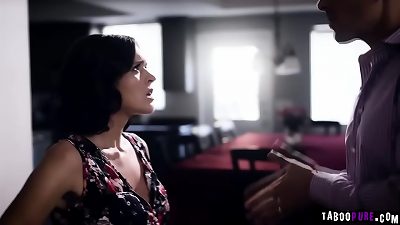 Krissy Lynn caught her husband plumbing with her teen domme Chloe Temple and determined to join them and they take turns penetrating with his giant dick.