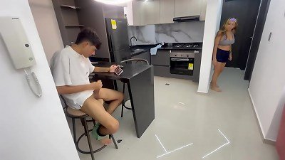 My timid stepsister surprises me masturbating and wants me to pulverize her really hard until I make her cum. I cum all over her.