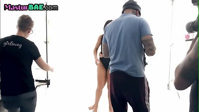 Emotional lesbians kissing during erotic their photoshoot